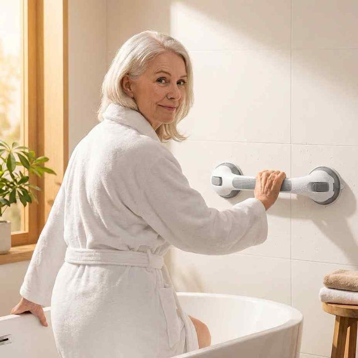 Suction Shower Grab Bar, No-Drill Bathroom Safety Handle, 15.7 in 1