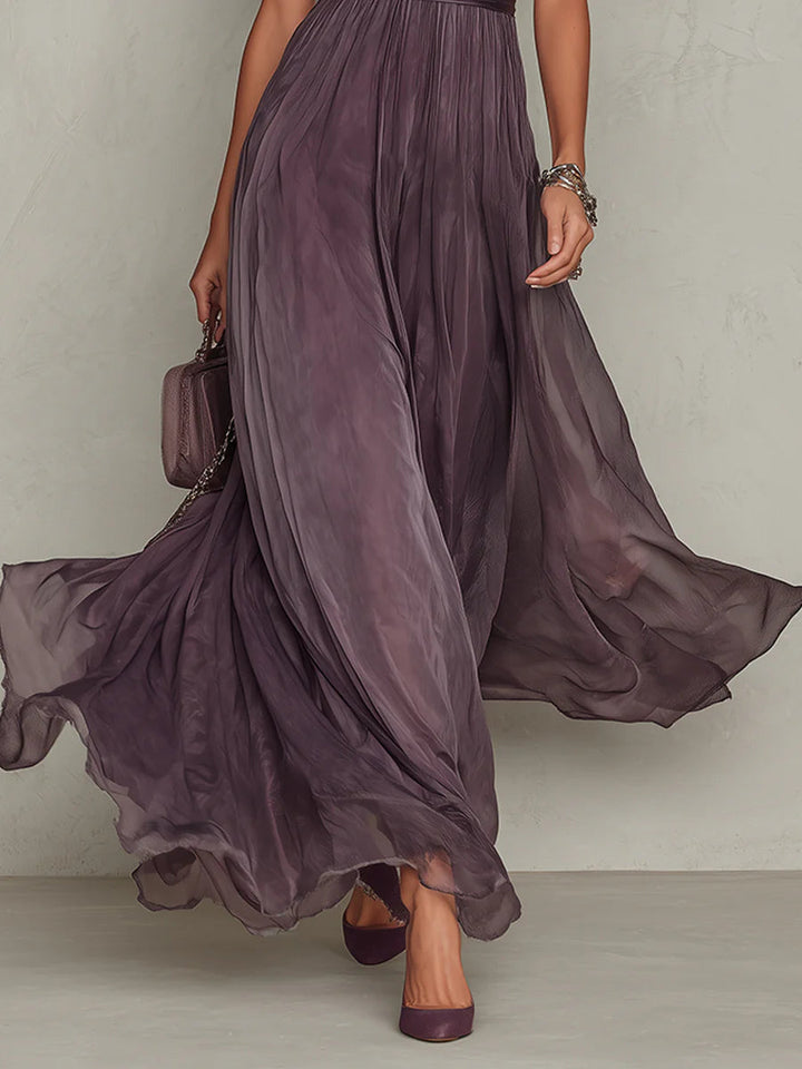 Women's Maxi Dress with Lace Trim and Gathered Waist for Occasions 5