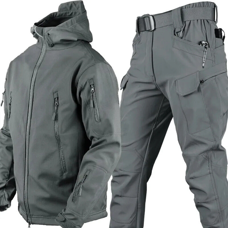 Waterproof Windproof Fleece-Lined Outdoor Jacket and Pants Set 10