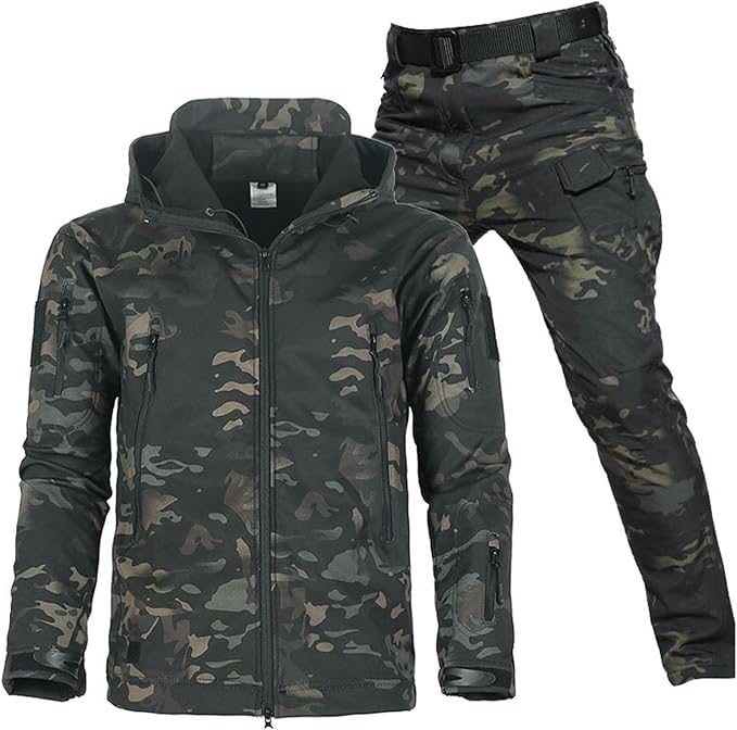 Waterproof Windproof Fleece-Lined Outdoor Jacket and Pants Set 18