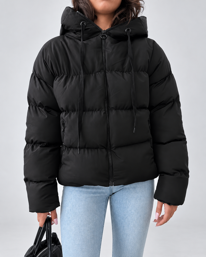 Women's Oversized Hooded Padded Puffer Jacket with Zip Front 2