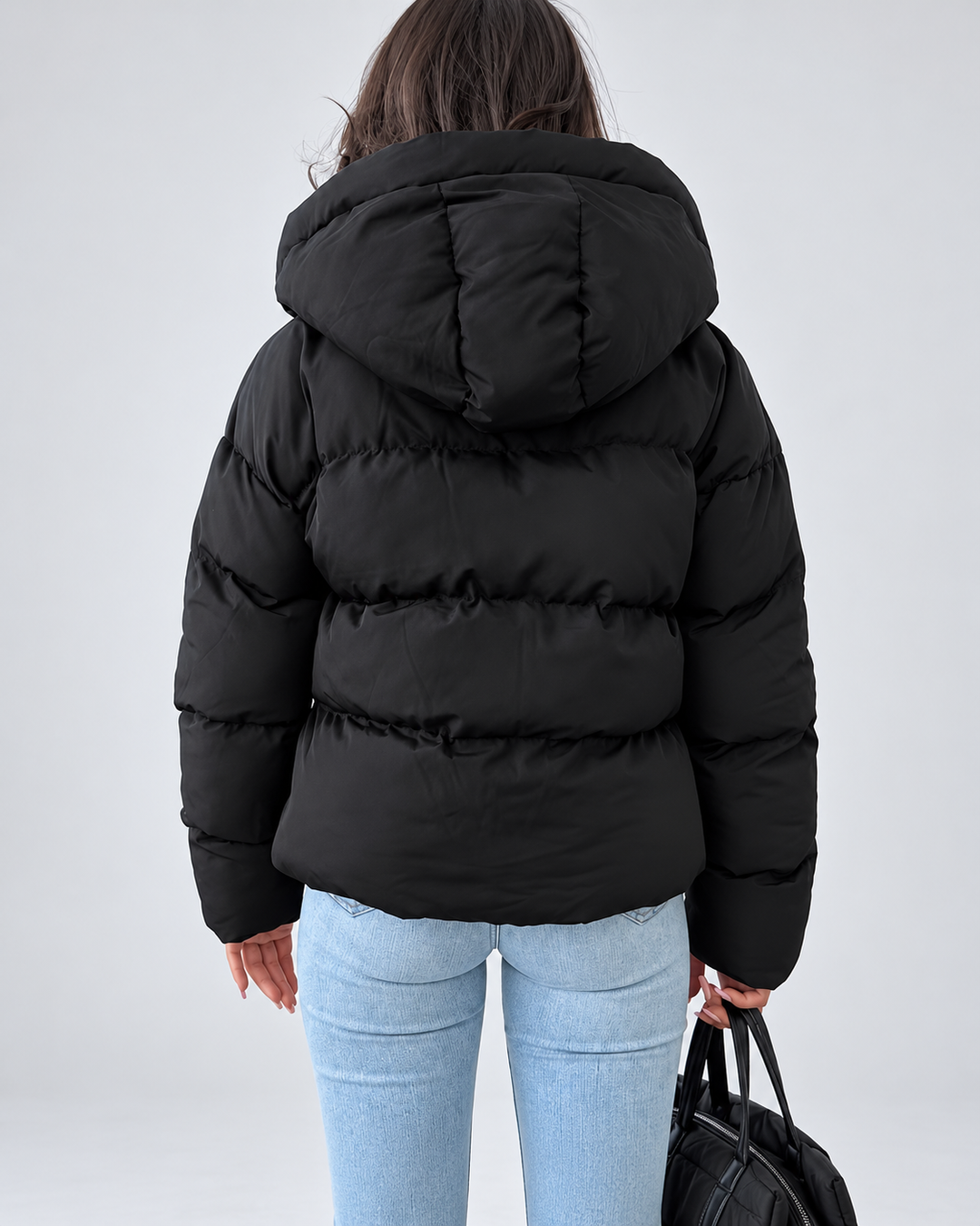 Women's Oversized Hooded Padded Puffer Jacket with Zip Front 3