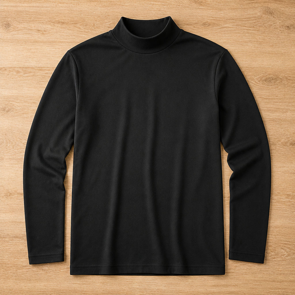 Men's Slim Fit Long Sleeve Tee with Foldable High Neck Collar 10