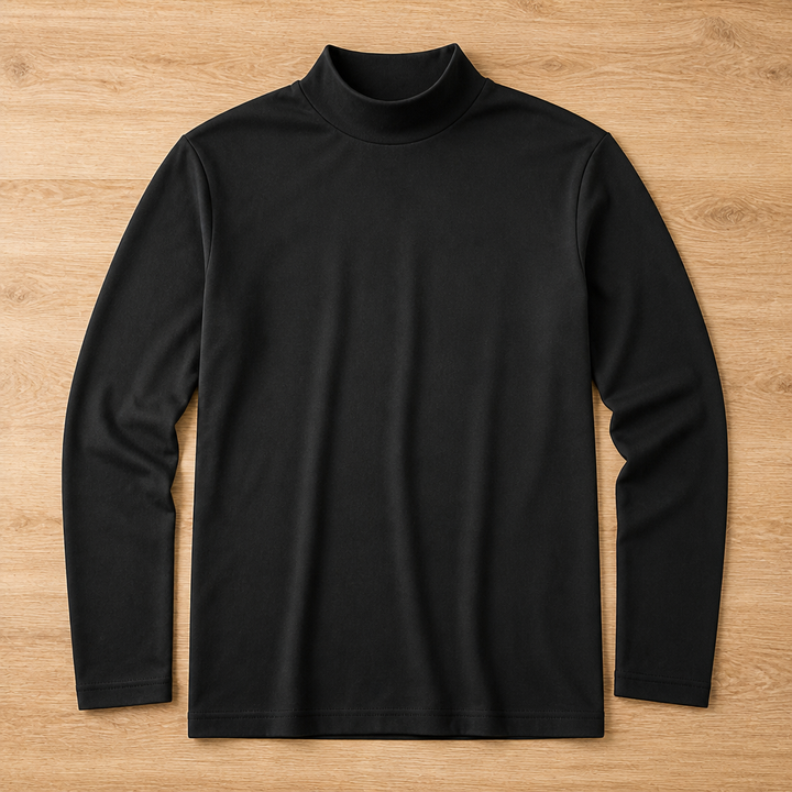Men's Slim Fit Long Sleeve Tee with Foldable High Neck Collar 10